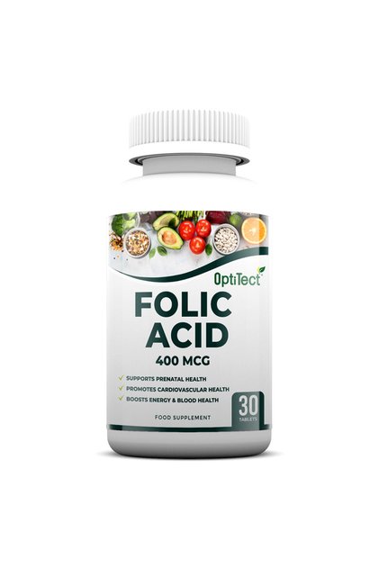 Folic Acid 400 mcg, 30 Tablets, Energy Production & Heart Health