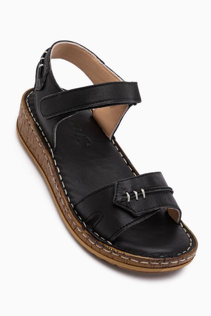 Leone Damensandalen aus echtem Leder in Schwarz