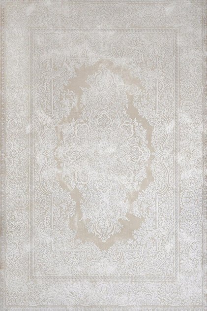 Beyaz Vintage Eskitme Klasik Yıkanabilir Kaymaz Salon Halısı Artemis_Vanessa-6150D