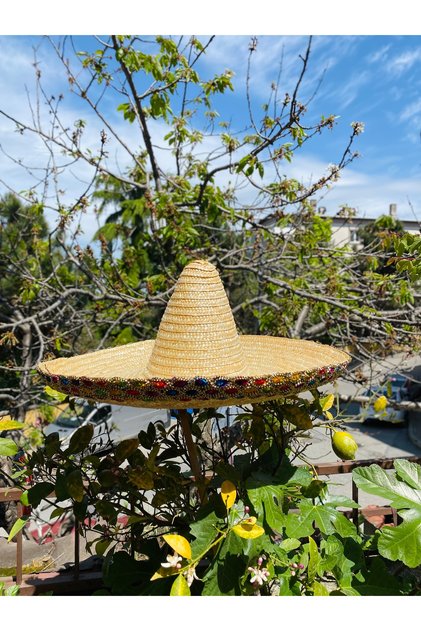 Large Mexican Natural Straw Hat