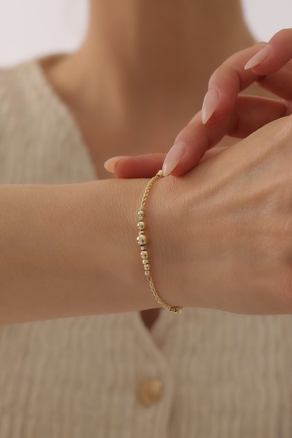 14 Ayar Altın Dorika Toplu Halat Zincir Bileklik
