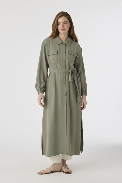 Pocket Detailed Belted Buttoned Wear-Go Outfit 0380