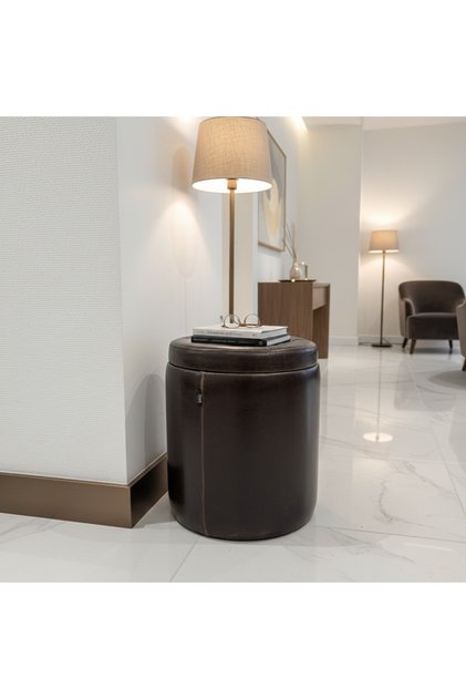 Luxury Deri Puf A Kalite Vintage Düğmeli Tasarım