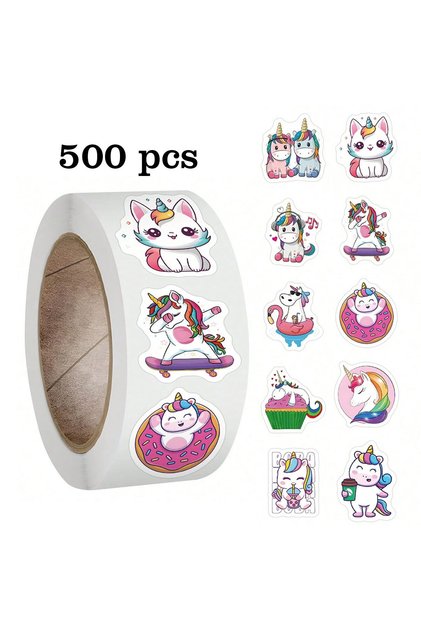 H1038-1inch 500pcs Unicorn Label Stickers, DIY Decoration Stickers, 1 Inch Self-Adhesive for Party G