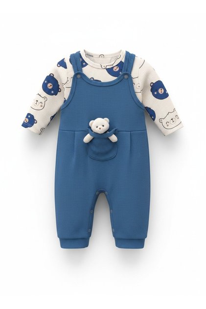 Teddy Bear Waffle Fabric Badili Slopet Double Baby Set 3-6-9 Months