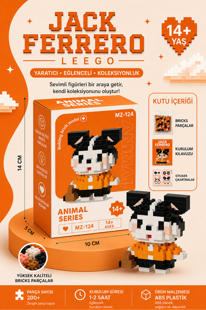 Mellojoy まとめ4セット Jack Ferrero Leego Sevimli Mini Blok Yapı Seti MZ-124 (200+ Parça