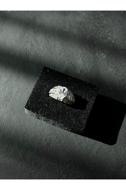 Steel Ring with Baguette Stones Gold Silver | Gift Boxed