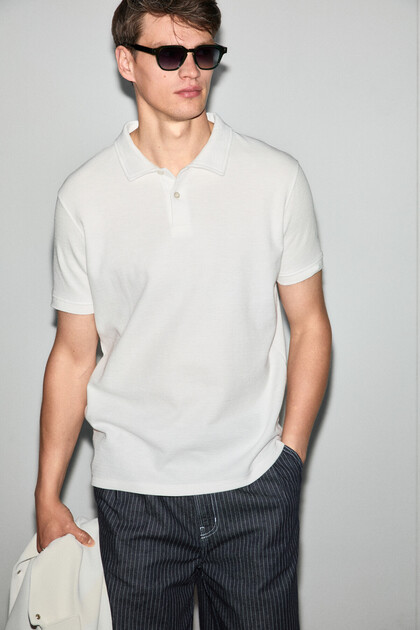 Minnutu Men's Organic Cotton Polo Collar Regular Fit White T-Shirt