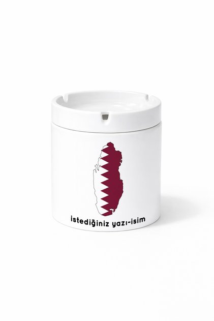 Flag Qatar Flag Qatar Drawing Country Double Sided Printed Ashtray Ashtray Gift