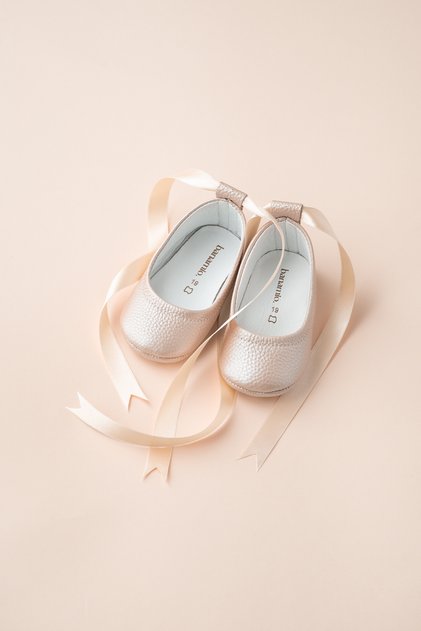 Pantofi de balet pentru bebelusi din piele naturala Diana Ribbon