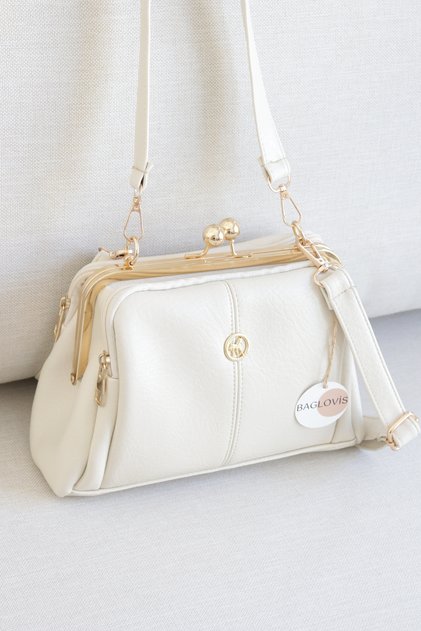 Women's Scholarship Handbag with Gold Clip, Multi-Compartment, Stylish Daily Shoulder Bag, Width 25, Length 19