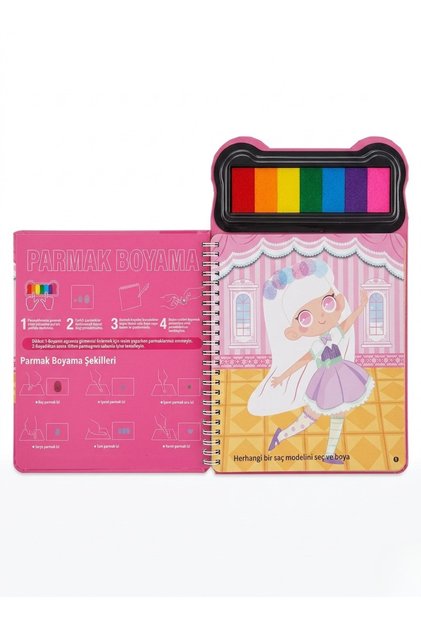 Educational Finger Painting Activity Book for Girls and 7-Color Paint Set - 50 Pages (Ages 3+)