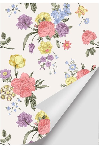 SUKPDJO Tapet autoadeziv 40 x 300 cm Vinil Impermeabil cu Model Floral Vintage Roz-Roșu pentru Dulapuri de Bucătărie
