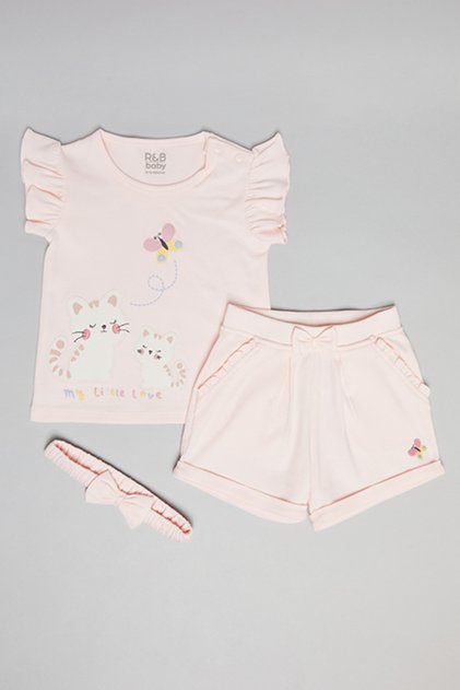 Printed Top & Shorts with Headband Set