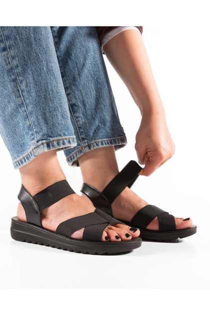 Sandale dama Negre din Material elastic Yai