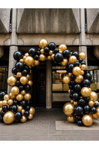 50 Pieces Metallic Gold Black Balloon Chain Set + 5 Mt Balloon Chain
