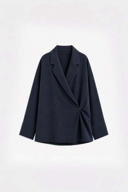 Lacivert Lyocell Karışımlı Kadın Blazer Ceket