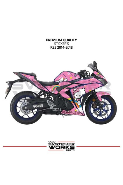 Yamaha R25 Hello Kitty Fairing Sticker Motorcycle Fairing Model Ready Kit 2013 / 2018 Compatible