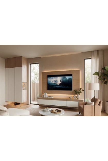 PURELINE LEDLİ DUVAR TV ÜNİTESİ, BEYAZ MEŞE, 180 CM