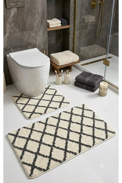 Royal Nordic 2-Piece 60X100 cm Latex Non-Slip Base Bath Mat Set Machine Washable Mat