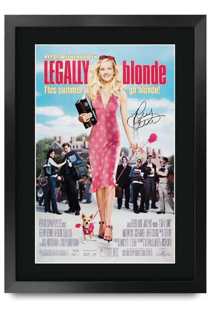 FR A3 Legally Blonde Movie Poster Reese Witherspoon Gifts Printed Poster Signed Autograph Picture for Movie Memorabilia Fans - A3 Framed