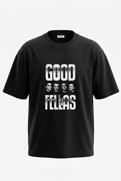 تي شيرت Goodfellas Movie Design مطبوع من الخلف مصنوع من القطن باللون الأسود مقاس كبير