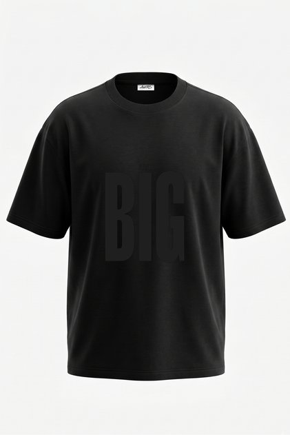 Think Big Design Back Printed Cotton Black Oversize T-Shirt
