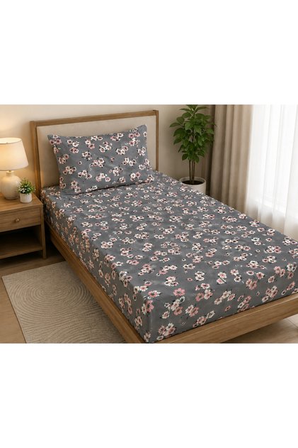 Single Bedsheet Grey Color, Single Flat Sheet & Pillow Case