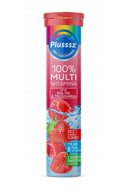 Plusssz 100% Multi-Vitamine Zmeură și Căpșuni 20 Tablete