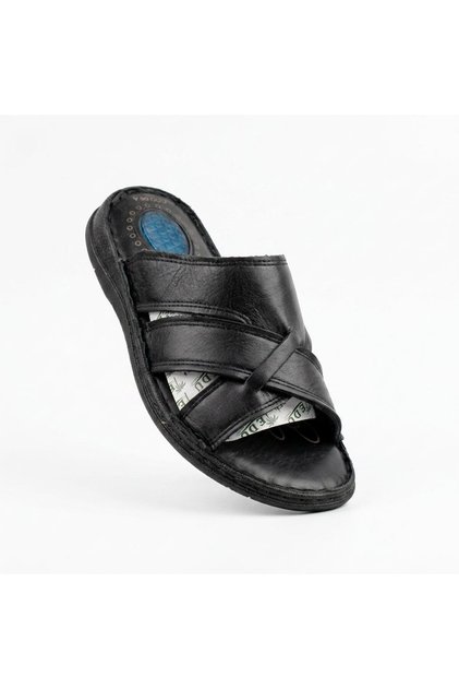 Emr Men's Genuine Leather Orthopedic Sole Slippers