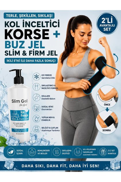 Ice Freeze Ice Gel 250 ml and Thermal Arm Wrap Set of 2 for Recovery and Firming Care Support