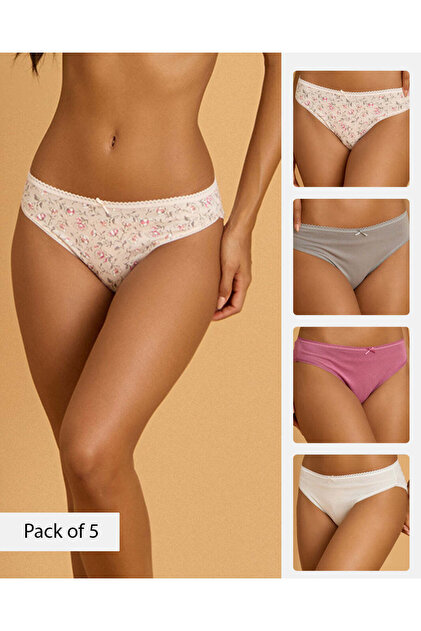 Womens Assorted 5 Pack High Leg Briefs