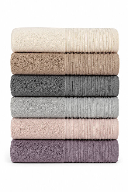 6-Piece Hand and Face Colored Towel Set 50X90 cm Velora