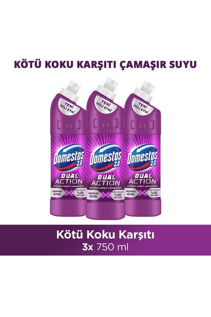 Dual Action Kötü Koku Karşıtı Çamaşır Suyu 750 ml x3
