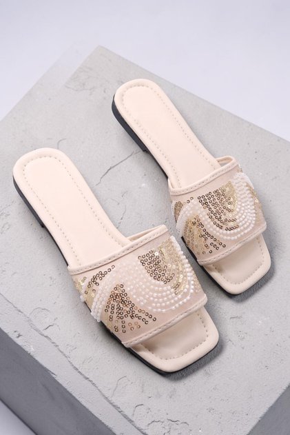 Women's Sequin Embroidered Slippers. Outdoor and Home Slippers