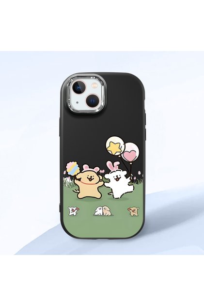 iPhone 13 Compatible Case Camera Protector Black Silicone Couple Phone Case with Line Pattern