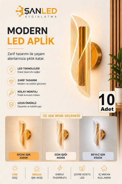 Decorative 12W Indoor Bronze Case 3-Color Light Modern Wall Sconce Electric 10 Pcs