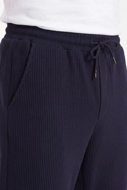 Men's Ribbed Look Fabric Straight-Leg Seasonal Trousers