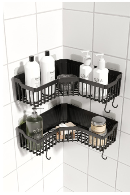 Pamit Plastic 2-Piece Adhesive Corner Shelf / Bathroom and Kitchen Corner Shelf