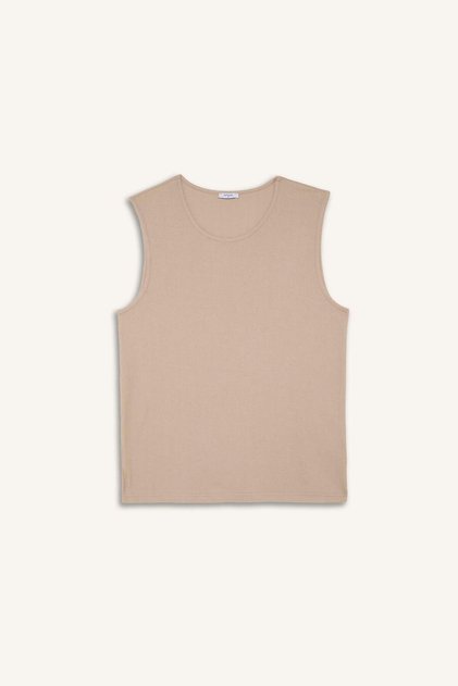 100% Cotton Regular Fit Crew Neck Beige Melange Undershirt H7131Ax26Sm