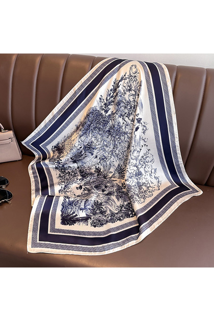 Blue New Literary Fashionable Bandana Simulation Silk 70*70cm Temperament Square Scarves Women Sprin