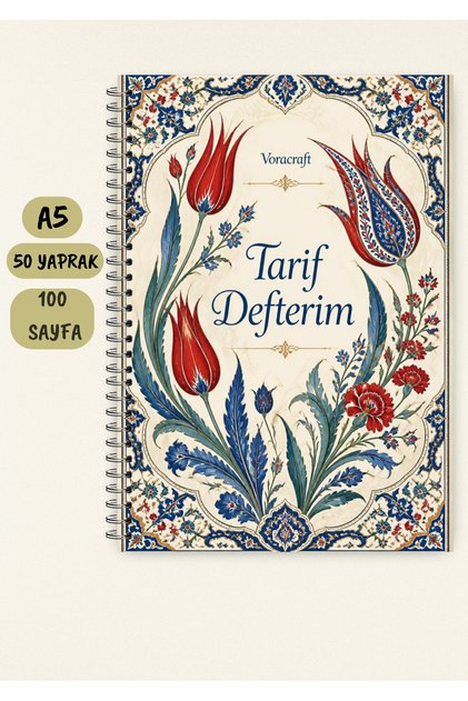 Tulip Themed Recipe Book, 50 Sheets / 100 Pages, A5 / Wire Spiral Trf0044