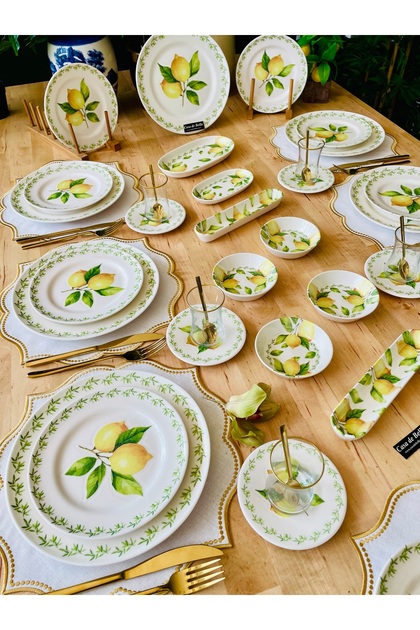 Limon Desenli 38 Parça 6 Kişilik Kahvaltı Takımı