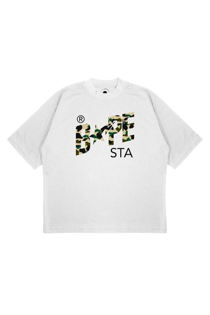 Unisex Oversize Bape 1St Sta Printed Boxy Fit Thick Fabric T-Shirt