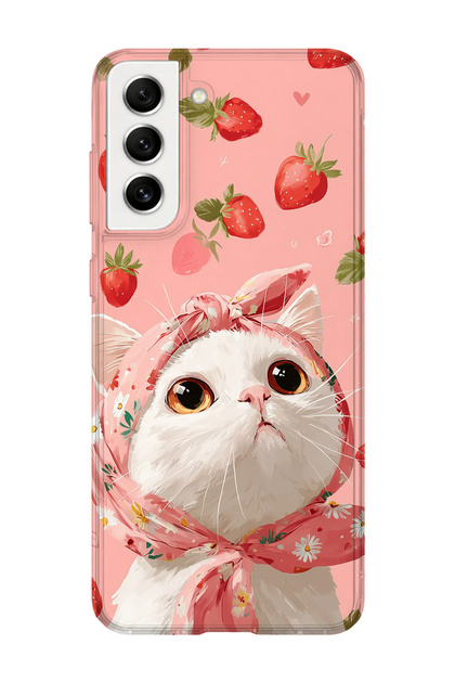 Samsung Galaxy S21 Fe Compatible Printed Transparent Phone Case | Collection: Kawaii Cat