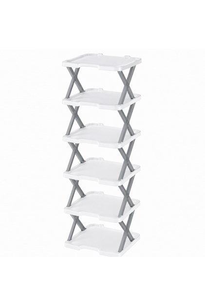 6-Tier Shoe Rack Storage Organizer with Sturdy X-Frame Support Premium PP Shelves, Space-Saving Multi-Layer Shoe Stand for Entryway, Bedroom, Closet & Living Room