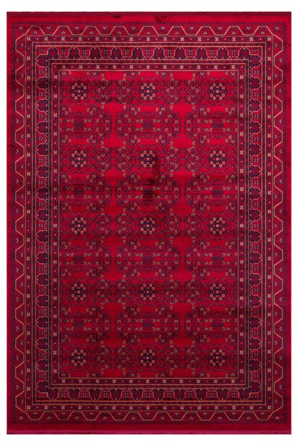 EKO HALI Herat HER 04 Red Nostaljik Afgan Desenlerini Viskon Yumuşaklığı ile Buluşturan Kolay Kullanımlı İnce Makine Halısı