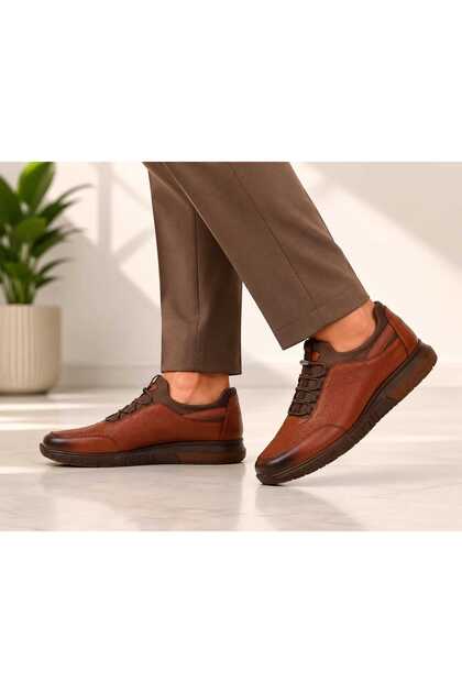 Men's Daily Sneaker Shoes Orthopedic Sole Flexible Lace-Up Tan Color Casual Shoes 5409