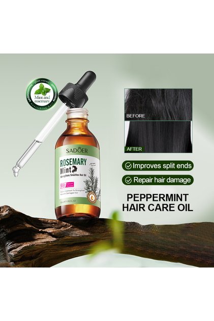 98% Natural Peppermint Rosemary Hair Oil Herbal Extract Serum Strengthening Nourishing Smoothing Moisturizing Hair Care