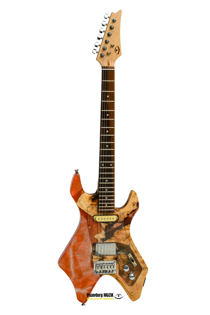 PUANDORG Elektro Gitar X KASA ALEV CUSTOM EPOKSİ & YILLANMIŞ AĞAÇ